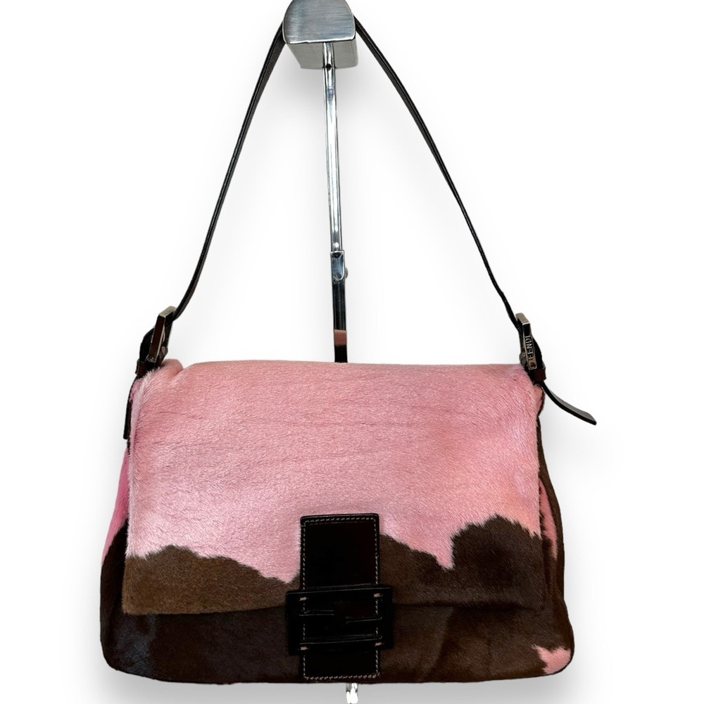 Fendi Pink Cowhide Pony Hair Baguette